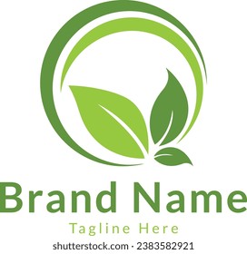 natural agriculture eco plant leaf logo design