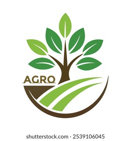 A Natural Agro Farm Project Logo Icon Illustration designed with sustainable tree, leaf icon