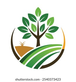 A Natural Agro Farm Project Logo Icon Illustration designed with sustainable tree, leaf icon