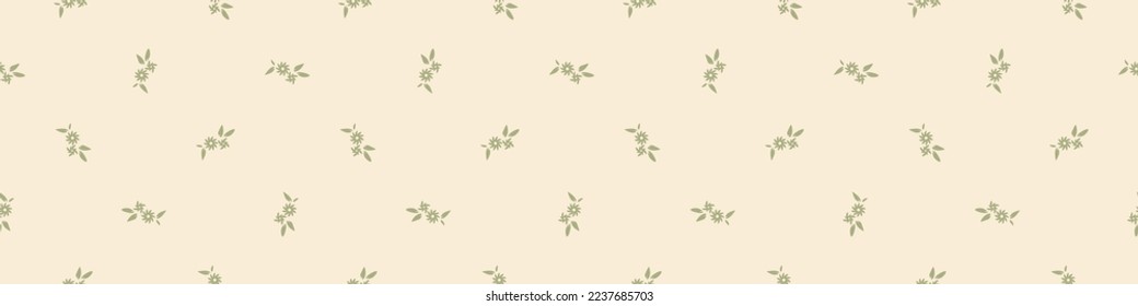 Natural allotment floral vector border. Seamless garden growing floral banner. Hand drawn decorative pretty botanical endless washi tape. 