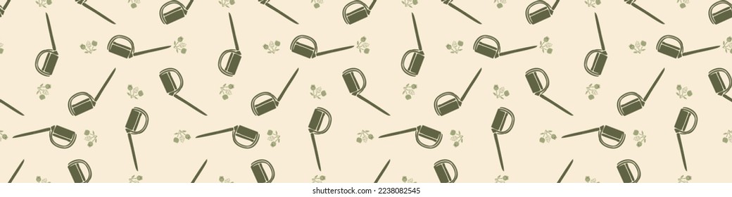 Natural allotment floral vector border. Seamless garden growing floral banner. Hand drawn decorative pretty botanical endless washi tape. 