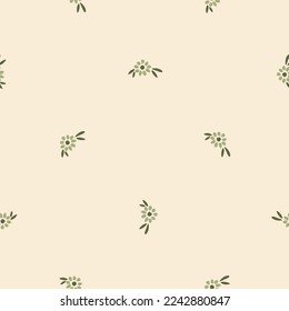 Natural allotment floral vector pattern. Seamless garden growing floral tile. Hand drawn decorative pretty botanical all over print. 