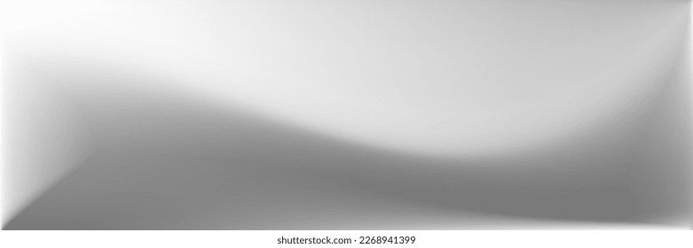 Malla de gradiente ondulado de aluminio natural. Fondo de diseño de agua en blanco. Malla de gradiente ondulado plateado. Ilustración de textura desenfocada metálica. Fondo Monocromático De Superficie Suave Gris.