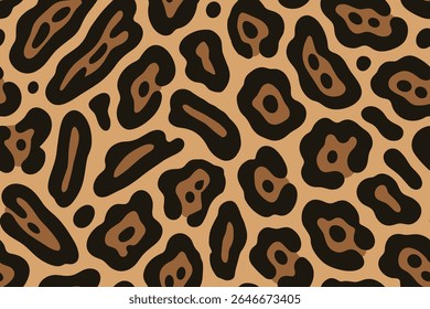Natural animal pattern with bold black outlines and rich brown inner markings on tan.