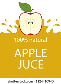Natural apple juice label template.  Colorful apple fresh juice emblem
Organic fresh fruit, vector illustration