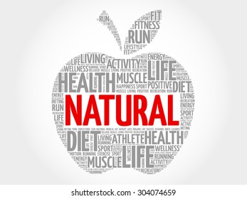 Natural apple word cloud concept