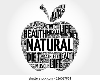 Natural apple word cloud concept