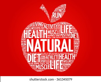 Natural apple word cloud concept