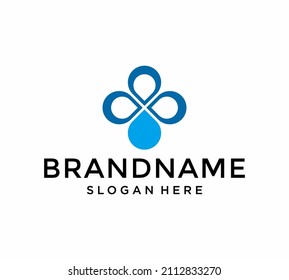 Natural aqua - water drop logo design template. Vector abstract waterdrop with splash paper cut style logotype. Save water - ecology concept.