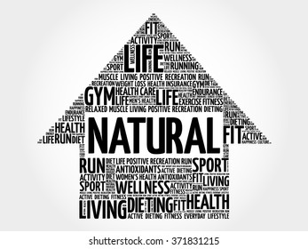 NATURAL arrow word cloud, health concept