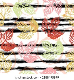 Natural autumn, fall seamless pattern. digital drawing and watercolor texture. Stylish decoration for interior. floral frame.