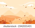 Natural autumn landscape background vector design illustration
