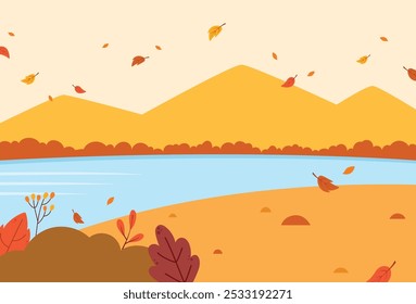 Natürliche Herbstlandschaft, Hintergrund, Vektorgrafik