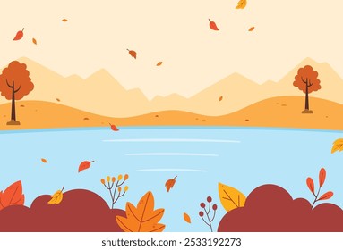 Ilustración vectorial natural del fondo del paisaje del otoño