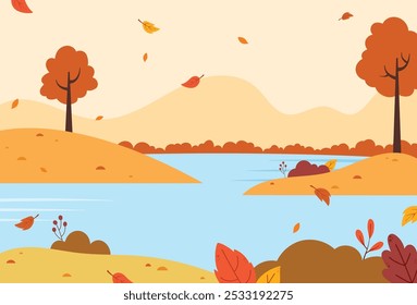 Natürliche Herbstlandschaft, Hintergrund, Vektorgrafik