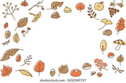 Natural autumn motif illustration frame background