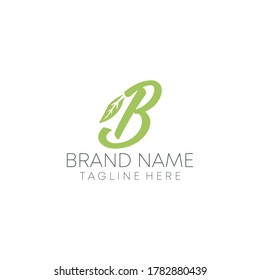natural b letter logo design vector illustration. natural leaf b letter logo. b iconic logo.