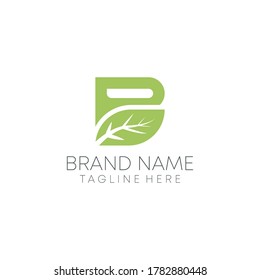 natural b letter logo design vector illustration. natural leaf b letter logo. b iconic logo.