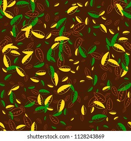 Natural background from abstract leaves. Chaotically falling, flying leaves. Option of packaging, wallpaper, tiles, textile, card