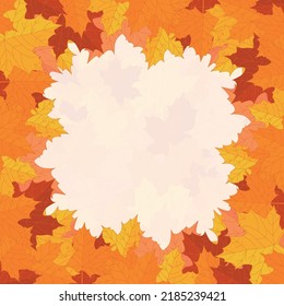 Natürlicher Hintergrund, Herbst- oder Herbstrahmen, gefallene Blätter in warmen Farben, rot, orange und gelb. Saisonales helles Design mit Kopienraum.