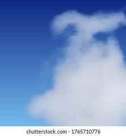 Natürlicher Hintergrund mit Wolke am blauen Himmel. Realistische Wolke auf blauem Hintergrund. Vektorgrafik