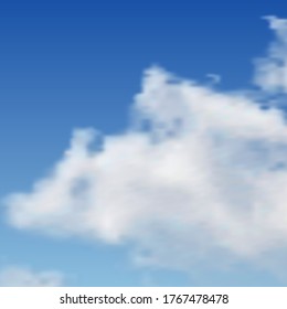 Natural background with cloud on blue sky. Realistic cloud on blue backdrop. Vector illustration