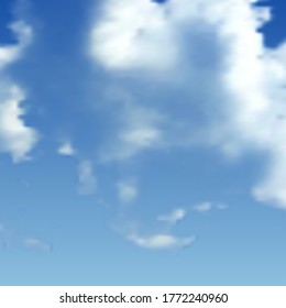 Natural background with cloud on blue sky. Realistic cloud on blue backdrop. Vector illustration
