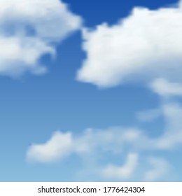 Natural background with cloud on blue sky. Realistic cloud on blue backdrop. Vector illustration
