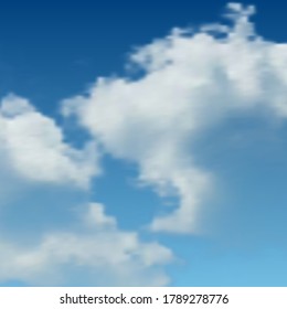 Natural background with cloud on blue sky. Realistic cloud on blue backdrop. Vector illustration