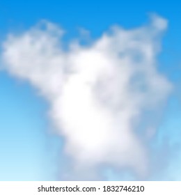 Natural background with cloud on blue sky. Realistic cloud on blue backdrop. Vector illustration