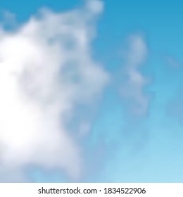 Natural background with cloud on blue sky. Realistic cloud on blue backdrop. Vector illustration