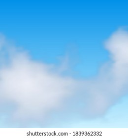 Natural background with cloud on blue sky. Realistic cloud on blue backdrop. Vector illustration