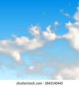 Fondo natural con nube en cielo azul. Nube realista sobre fondo azul. Ilustración del vector