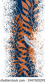 Fondo natural con hojas de color. Póster texturizado con puntos para texto. Diseño plano moderno para el embalaje, publicidad, felicitaciones, redes sociales. Vector