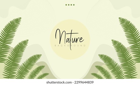 Natural Background with a Combination of Sword Fern Leaves, Minimalist with a Combination of Lines and Leaf Curves. Minimalist Background.