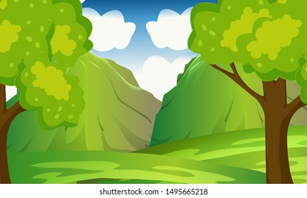 Natural background with  forest , mountain landscape  Vector