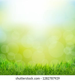 Natural Background With Grass Border, Vector Illustration