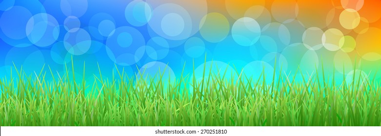 Natural background. Grass. Sky. Illustration.