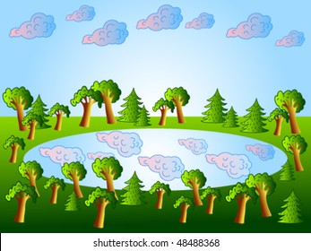 Natural background. Lake of the woods The Sky and clouds.