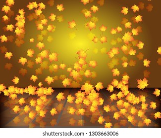 Natural background with leaves and bright sunlight. Vector illustration.