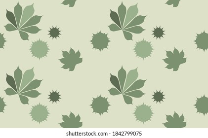 Natural background. Seamless pattern of chestnuts with leaves