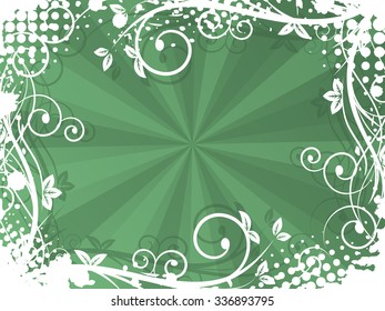 Natural background with spiral pattern, grunge and halftone effect. Vector illustration with space for your text or creative editing.