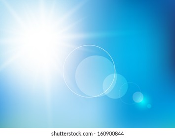 Natural background with sun is shining behind the clouds 