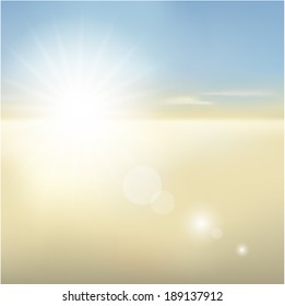 Natural background with sun is shining behind the clouds