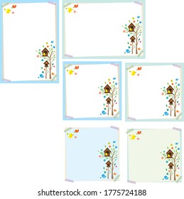 a natural background with the theme of the house of birds on the tree.A background that gave a change in size to the same design.Good background for A4 size.