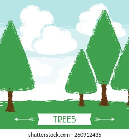 Natural background with trees in grunge style.