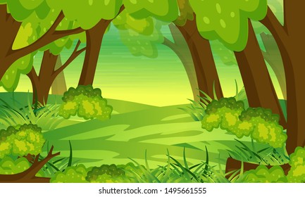 Natural background with tropical forest landscape  Vector