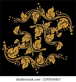natural background vector design with leaf and root pattern with gold color