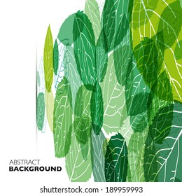 Natural background. Vector background with green leaves. Vector illustration.