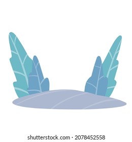 Natural background. Winter blue landscape with trees. Flat modern trendy cartoon illustration